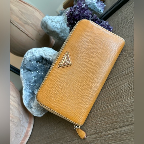 Prada Handbags - Prada Tan Saffiano Leather Wallet